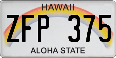 HI license plate ZFP375