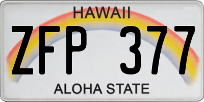 HI license plate ZFP377