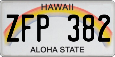 HI license plate ZFP382