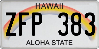 HI license plate ZFP383