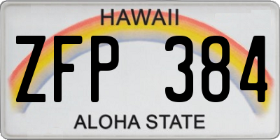 HI license plate ZFP384