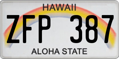 HI license plate ZFP387