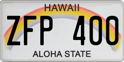 HI license plate ZFP400