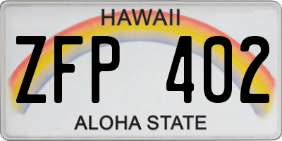 HI license plate ZFP402