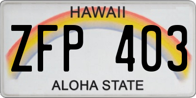 HI license plate ZFP403