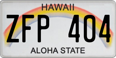 HI license plate ZFP404