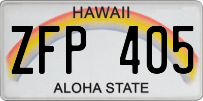HI license plate ZFP405