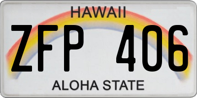 HI license plate ZFP406