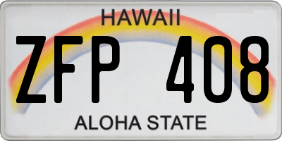 HI license plate ZFP408