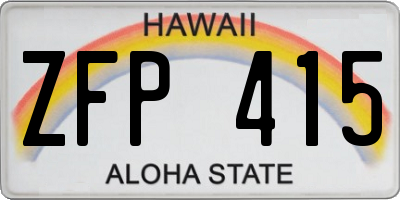 HI license plate ZFP415