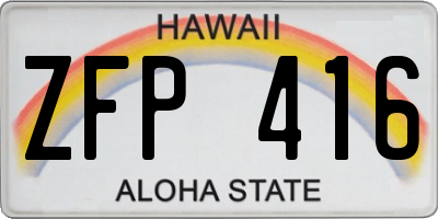 HI license plate ZFP416