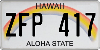 HI license plate ZFP417