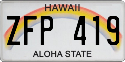 HI license plate ZFP419
