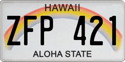 HI license plate ZFP421