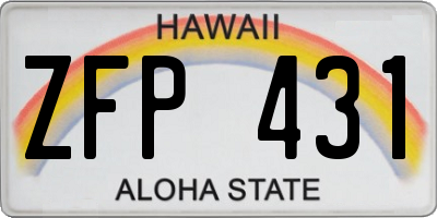 HI license plate ZFP431
