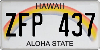 HI license plate ZFP437