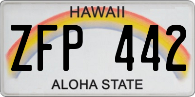 HI license plate ZFP442