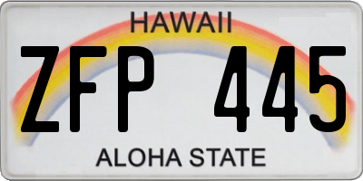 HI license plate ZFP445