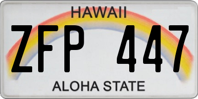 HI license plate ZFP447