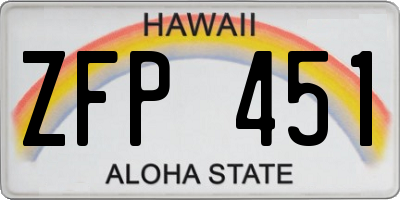 HI license plate ZFP451