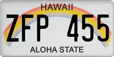HI license plate ZFP455