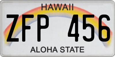 HI license plate ZFP456