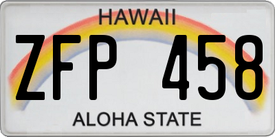 HI license plate ZFP458