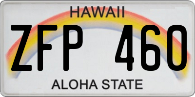 HI license plate ZFP460