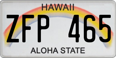 HI license plate ZFP465