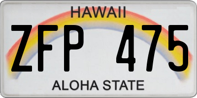 HI license plate ZFP475