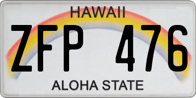 HI license plate ZFP476