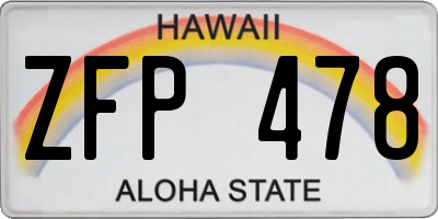 HI license plate ZFP478