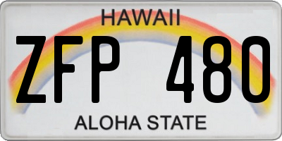 HI license plate ZFP480