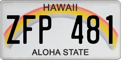 HI license plate ZFP481
