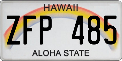 HI license plate ZFP485