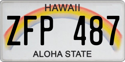 HI license plate ZFP487