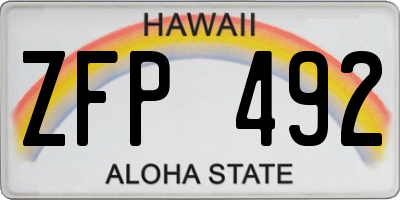 HI license plate ZFP492