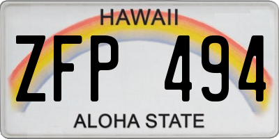 HI license plate ZFP494