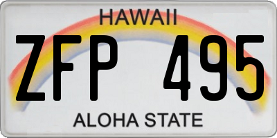 HI license plate ZFP495