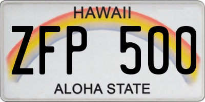 HI license plate ZFP500