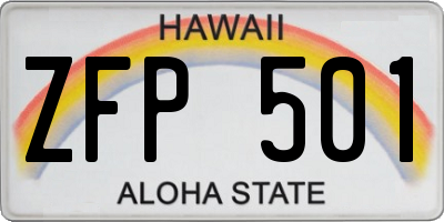 HI license plate ZFP501