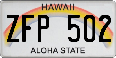 HI license plate ZFP502