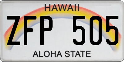 HI license plate ZFP505
