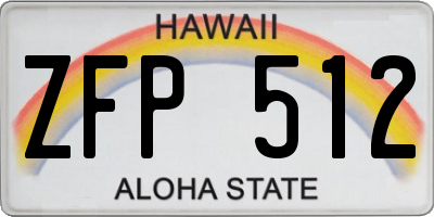 HI license plate ZFP512