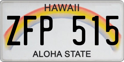 HI license plate ZFP515