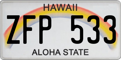 HI license plate ZFP533