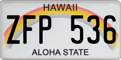 HI license plate ZFP536