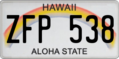 HI license plate ZFP538