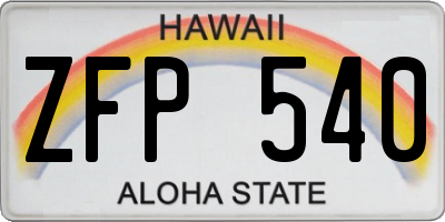 HI license plate ZFP540