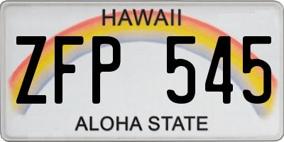 HI license plate ZFP545